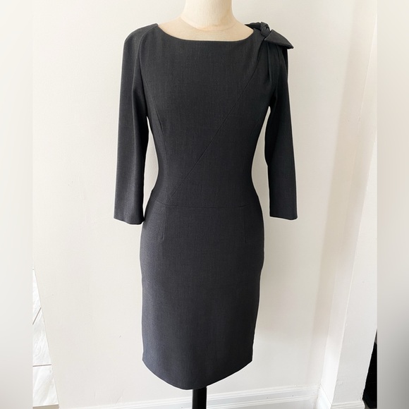 Calvin Klein Dark Grey Dress with Bow Shoulder – Size Small - Picture 1 of 12